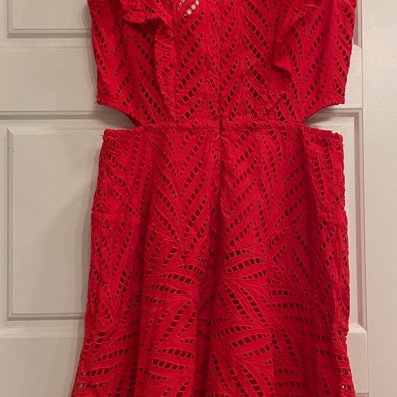 Bardot - Kira Crochet Ruffle Mini Dress | Lipstick Red | Size: US 4 / XS | NWT - Picture 6 of 12